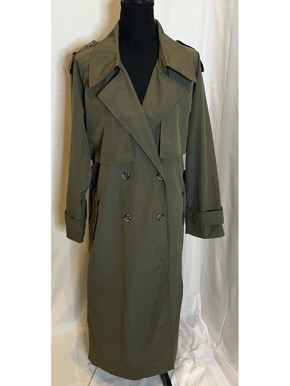 Abercrombie & Fitch Full Length Trench Coat Olive Green Women’s Large